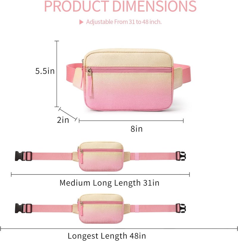 cotmcor Store Valentines Day Gifts for Kids: Fanny Pack Birthday Gift for 5 6 7 8 9 10 11 12 Year Old Teen Girls, Preppy Cute Trendy Stuff Colorblock Crossbody Bag Adjustable Belt Bags for Travel Outdoor - Image 3